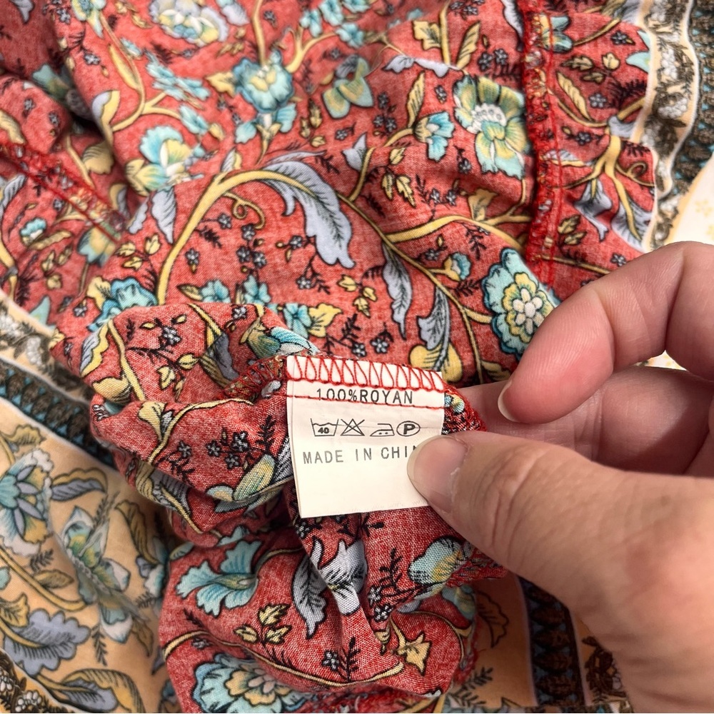 Prairie‎ style dress small farm girl countryside floral print v neck tie waist - Picture 11 of 13